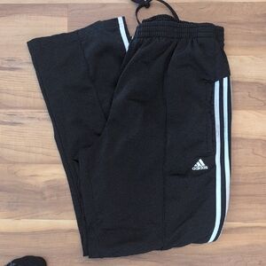 Adidas Men's Black Joggers with White Stripes